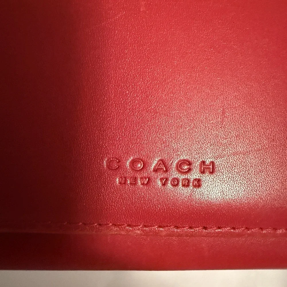 Coach Vintage Red Leather Bifold Credit Card Case Holder Wallet Made In Spain